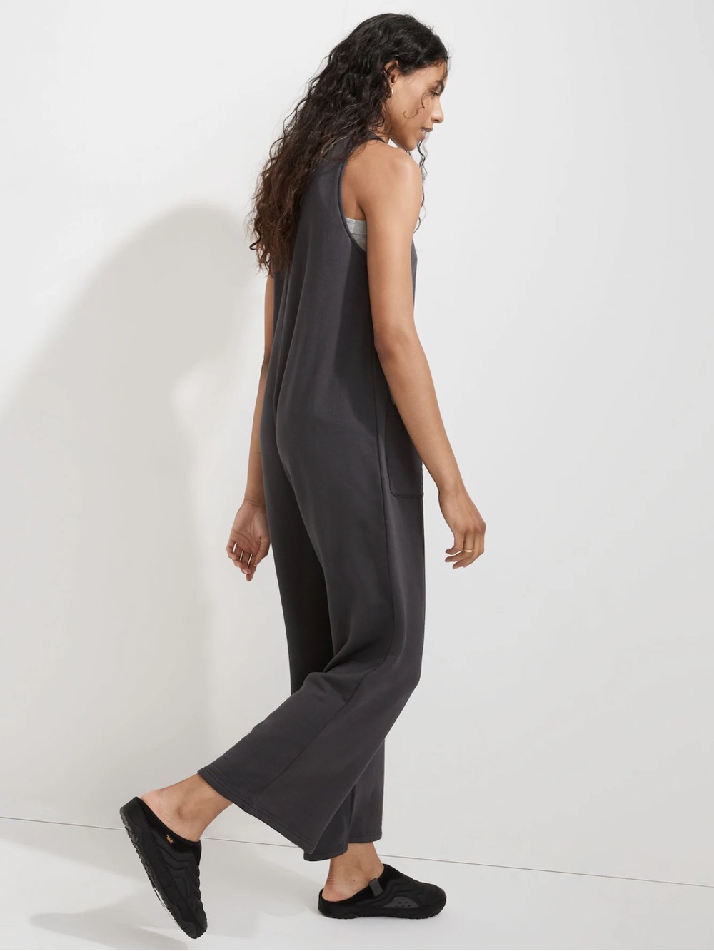 Madewell Women’s Jumpsuit Superbrushed Pull-On Black Coal Size Medium - Picture 3 of 8